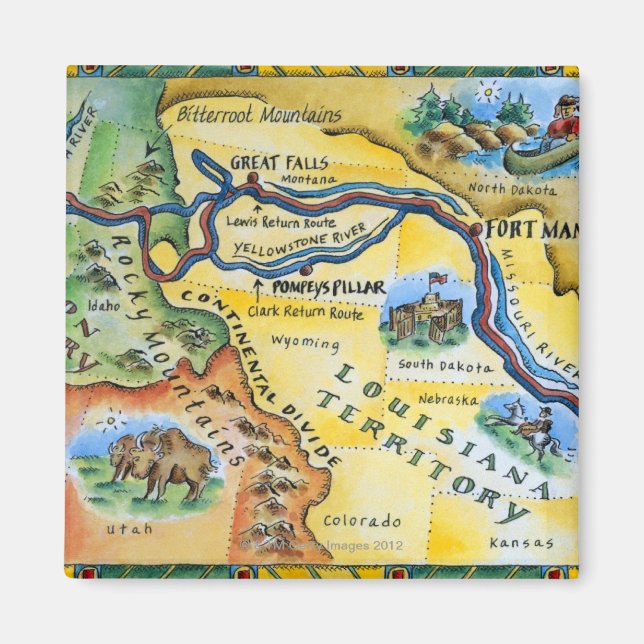 Lewis & Clark Expedition Map Magnet (Front)
