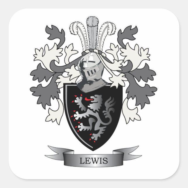 Lewis Family Crest Coat of Arms Square Sticker (Front)