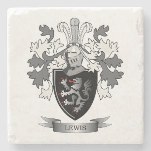 Lewis Family Crest Coat of Arms Stone Coaster