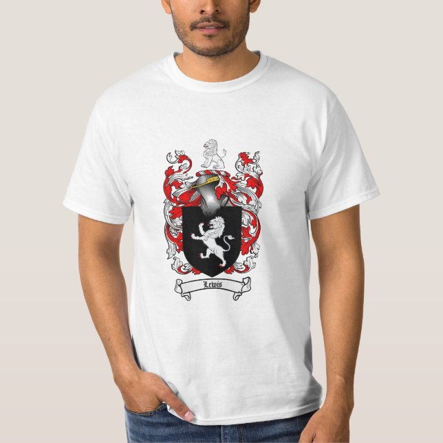 Lewis Family Crest - Lewis Coat of Arms T-Shirt (Front)