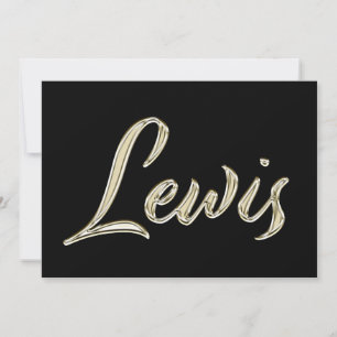 Lewis Name white gold Handwriting Card