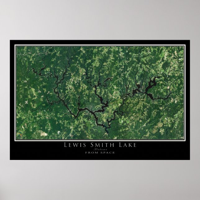 Lewis Smith Lake Alabama Satellite Poster Map (Front)