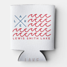 Lewis Smith Lake Wave Flag Can Cooler