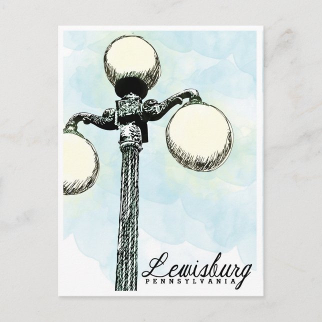 Lewisburg, PA Historic Lamp Post Postcard (Front)