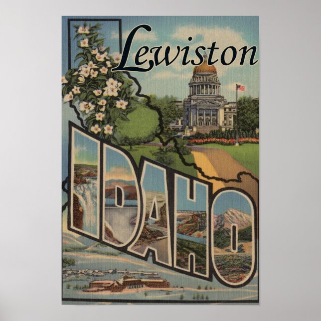 Lewiston, Idaho - Large Letter Scenes Poster (Front)