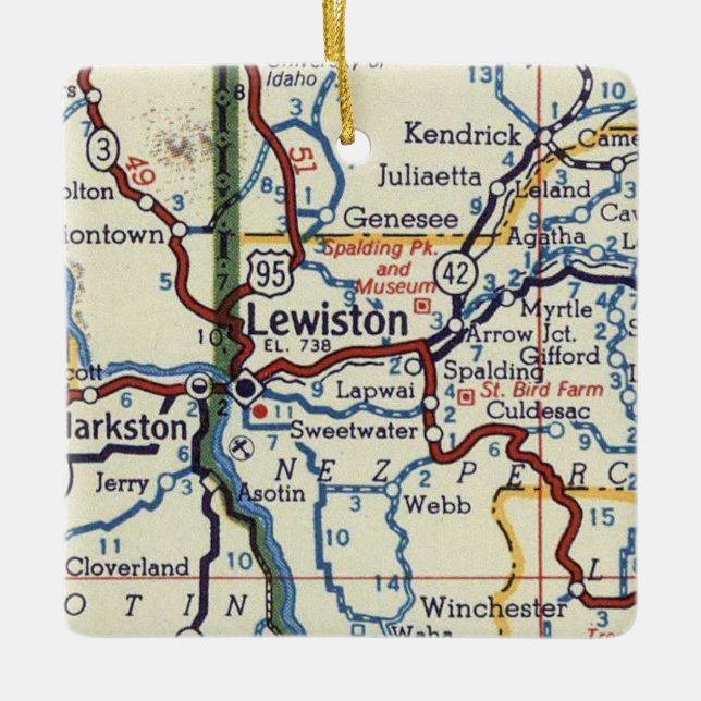 Lewiston Idaho Vintage Map Ceramic Ornament (Front)