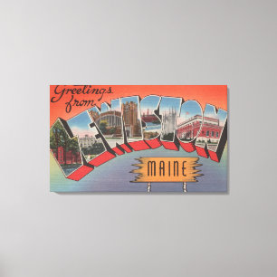 Lewiston, Maine - Large Letter Scenes Canvas Print