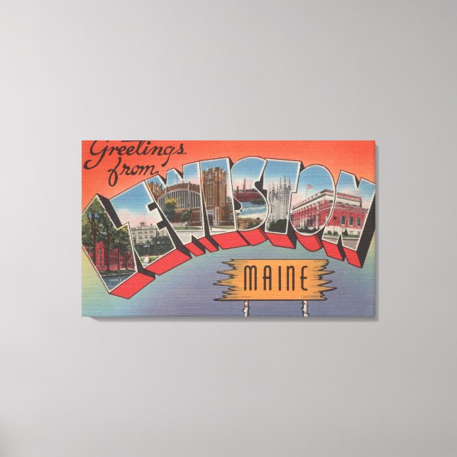 Lewiston, Maine - Large Letter Scenes Canvas Print (Front)