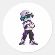 Lex Cool Futuristic AI Robot Character Sticker