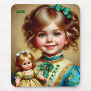 LEXIE ~ Pretty Vintage Girl and Doll ~ Mousepad