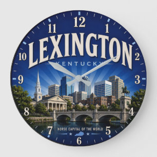 Lexington Kentucky Bluegrass State City Decor Large Clock