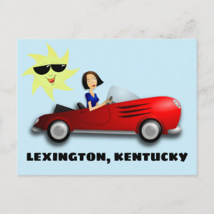 LEXINGTON, KENTUCKY GIRL IN CAR ART Postcards
