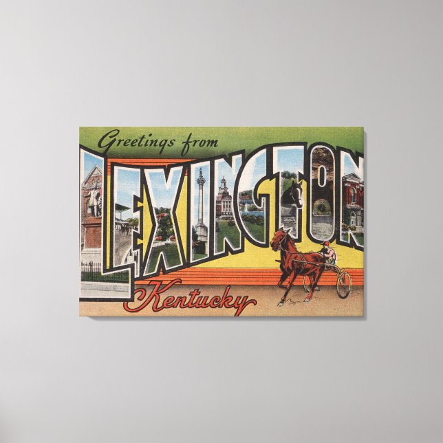 Lexington, Kentucky - Large Letter Scenes Canvas Print (Front)