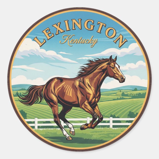 Lexington Kentucky Postcard Classic Round Sticker (Front)