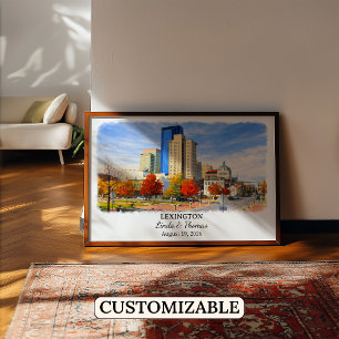 Lexington Kentucky Poster, Watercolor, Custom Poster