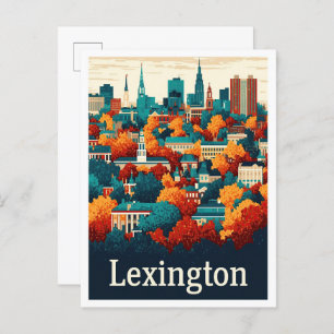 Lexington Kentucky USA Vintage Travel Illustration Postcard