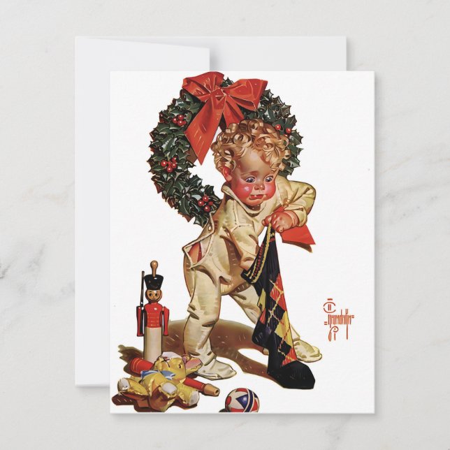 Leyendecker Christmas Stocking Holiday Card (Front)
