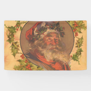 Leyendecker Father Christmas Antique Victorian Banner
