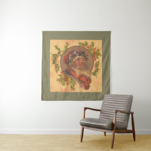 Leyendecker Father Christmas Antique Victorian Tapestry