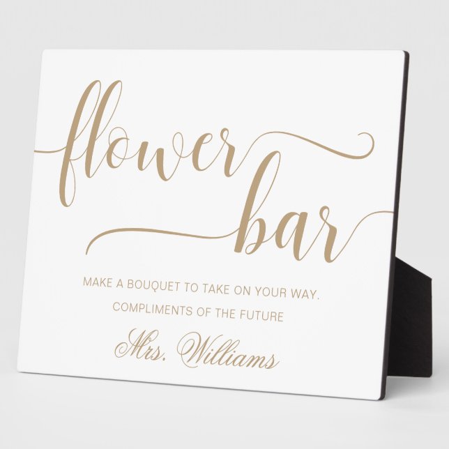 Leyton Gold Modern Minimal Flower Bar Sign Plaque (Side)