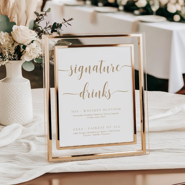 Leyton Gold Modern Minimal Signature Drinks Sign (Creator Uploaded)