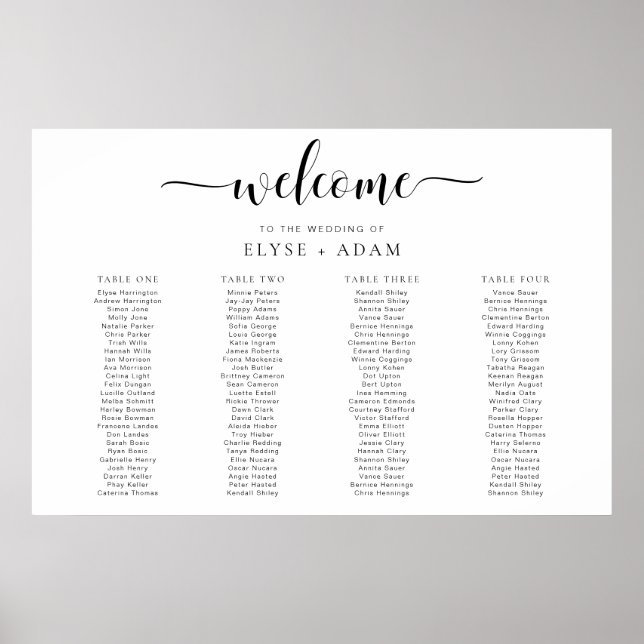 Leyton Minimal 4 Banquet Table Seating Poster (Front)