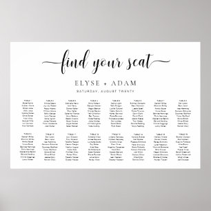 Leyton Modern Minimal 16 Table Seating Poster