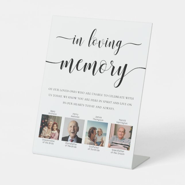 Leyton Photo In Loving Memory Wedding Pedestal Sign (Front)