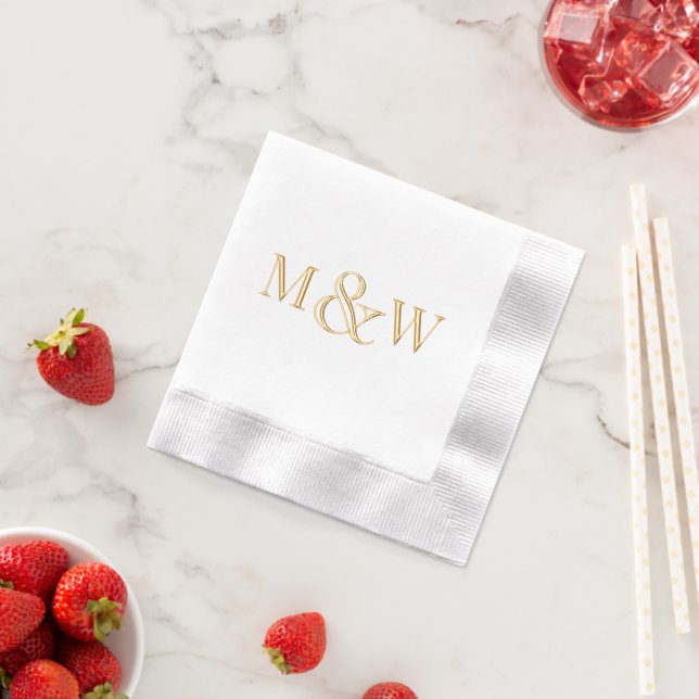 LG Ampersand Couple Wedding 2 Initial Monogram VCA Foil Napkins (Insitu (Strawberry))