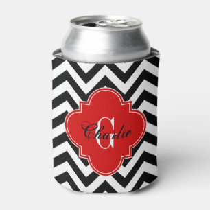 LG Chevron Red Name Init Monogram Can Cooler