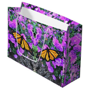 Lg Gift Bag Monarch on Asters