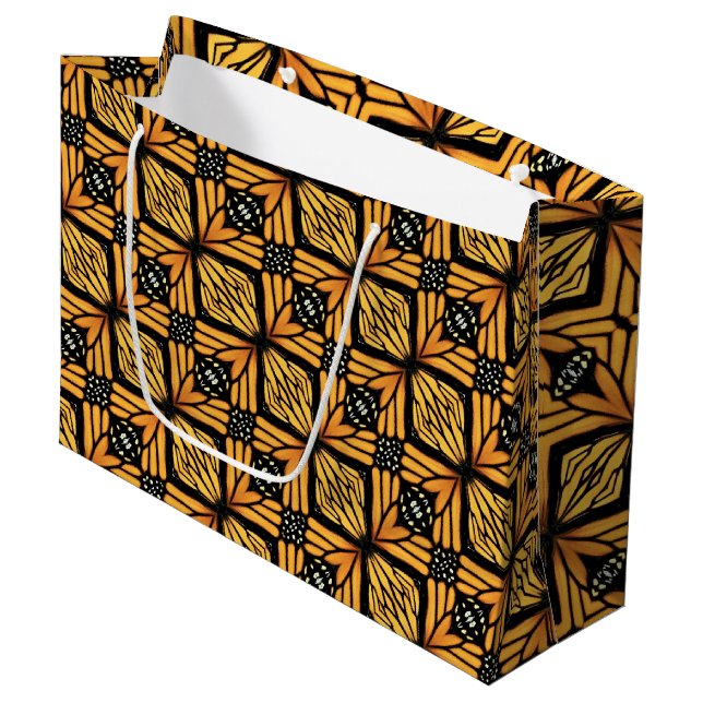 Lg Gift Bag Monarch Wing Abstract (Front Angled)