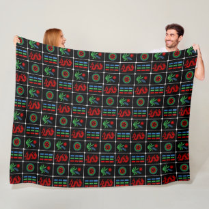 LG Mahjong Tiles #4 Red Green Blue Black Fleece Blanket