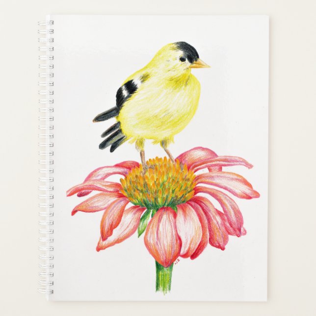 Lg Planner Goldfinch on Coneflower (Front)