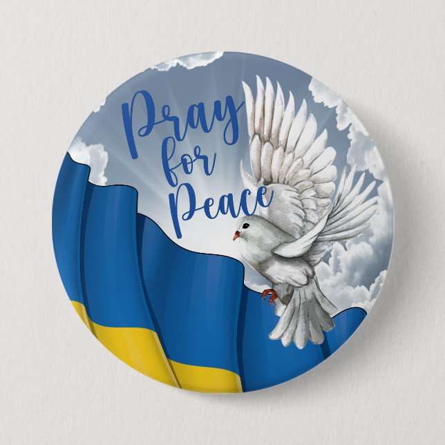 Lg. Pray for Peace for Ukraine 7.5 Cm Round Badge (Front)