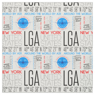 LGA, New York Travel The World By Air Pattern Fabric