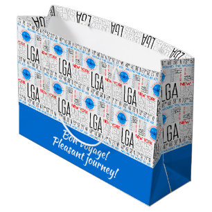 LGA, New York Travel The World By Air Pattern Large Gift Bag