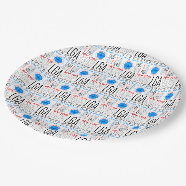 LGA, New York Travel The World By Air Pattern Pape Paper Plate (Angled)