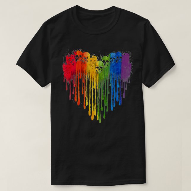 LGB Skulls Heart Love Sugar Skull Rainbow LGB Prid T-Shirt (Design Front)