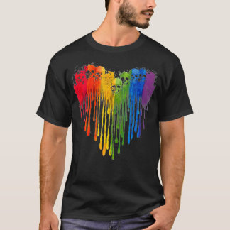 LGB Skulls Heart Love Sugar Skull Rainbow LGB Prid T-Shirt