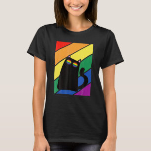 LGBQ Flag Gay Pride Month Rainbow Cat With LGB Gla T-Shirt