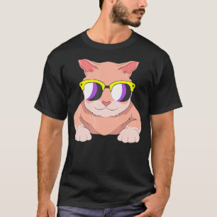 Lgbt Agender Cat Sunglasses Nonbinary Flag Non B T-Shirt