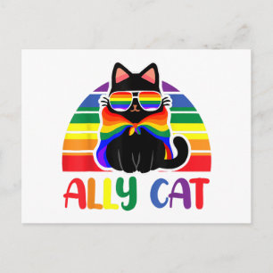 LGBT Ally Cat Be Kind Gay Rainbow Funny LGBTQ Flag Holiday Postcard