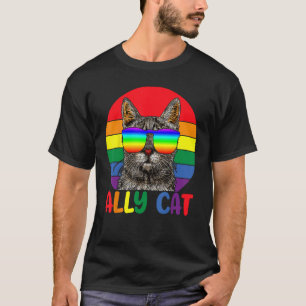 LGBT Ally Cat Be Kind Gay Rainbow Funny LGBTQ Flag T-Shirt