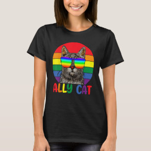 LGBT Ally Cat Be Kind Gay Rainbow Funny LGBTQ Flag T-Shirt