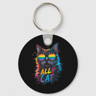 Lgbt Ally Cat Be Kind Gay Rainbow Funny Lgbtq Key Ring