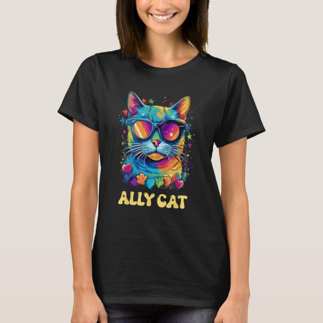 LGBT Ally Cat Be Kind Gay Rainbow  LGBTQ  1 T-Shirt (Front)