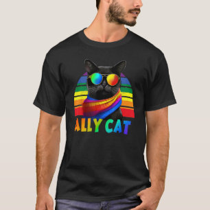 LGBT Ally Cat Be Kind Gay Rainbow LGBTQ Flag Gay T-Shirt