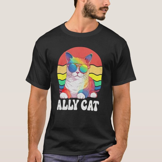LGBT Ally Cat Be Kind Gay Rainbow  LGBTQ  Idea 5 T-Shirt (Front)