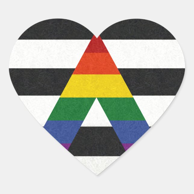 LGBT Ally Pride Flag Coloured Background Heart Sticker (Front)